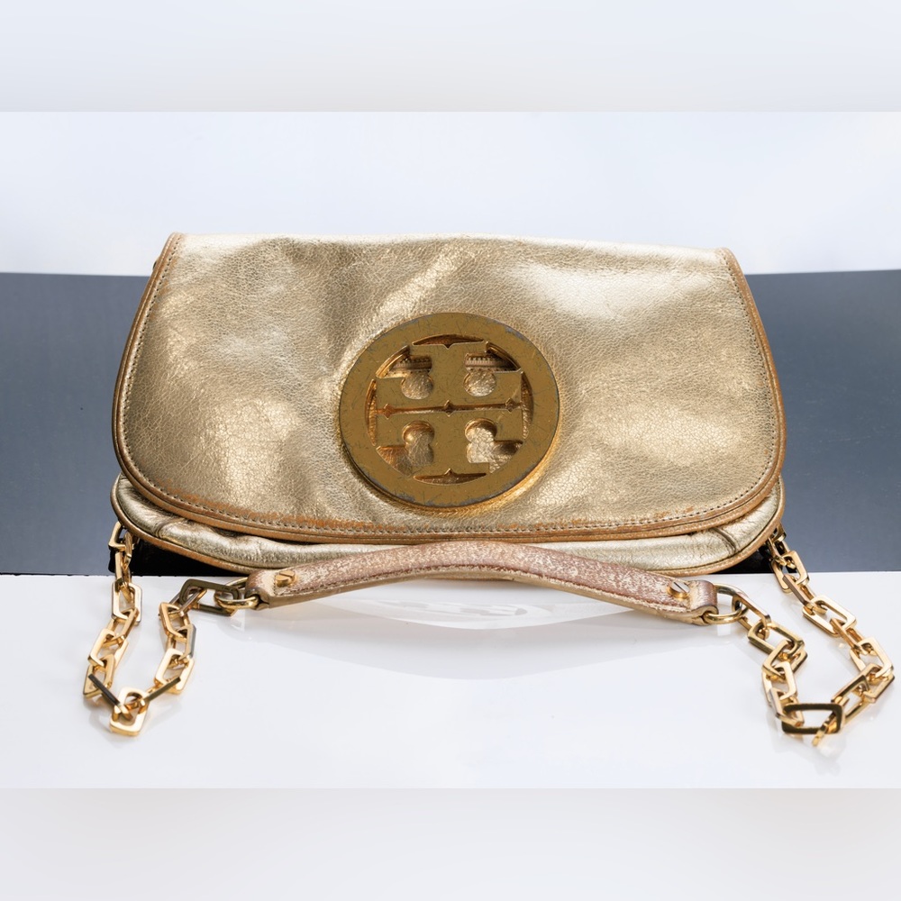 Tory Burch reva clutch gold crossbody bag